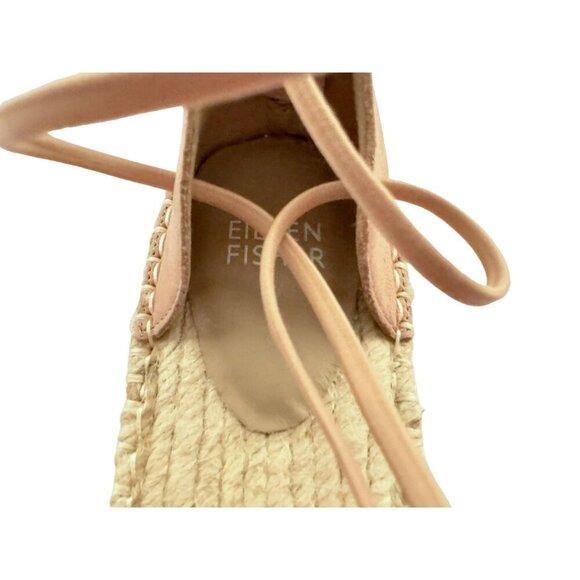Eileen Fisher ESPADRILLES Suede d'Orsay Laced Close Toe Sandals Bk Zip 6.5M NEW - Picture 6 of 7